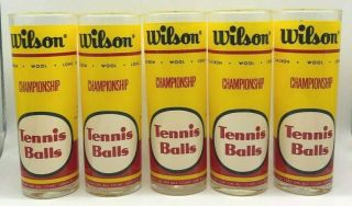 Set Of 5 (five) Vintage Wilson Tennis Ball Highball Drinking Glasses