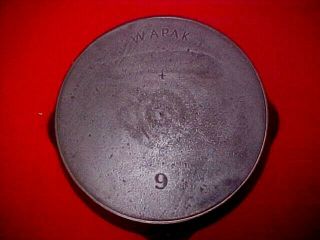 Vintage " Wapak " Cast Iron Skillet No 9 With Heat Ring