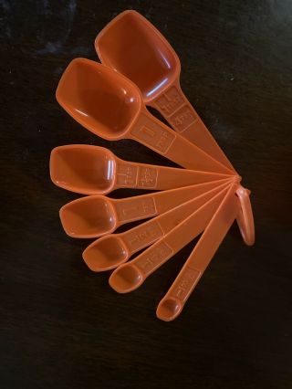 Vintage Tupperware Orange Measuring Cups & Set Spoons