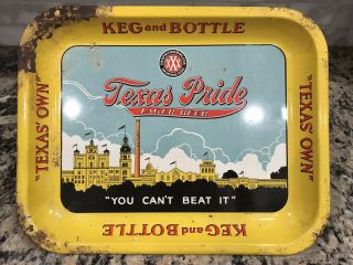 Vintage Texas Pride Lager Beer Tray Sign San Antonio Texas Brewing Pearl Xxx