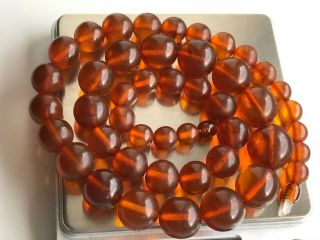 Vintage Beads Necklace Butterscotch Egg Yolk Baltic Amber 64.  96 Gr
