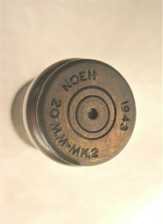 Vintage 1943 WWII - 20 mm MK 2 Noen Shell,  Trench Art Brass Shot Glass 2
