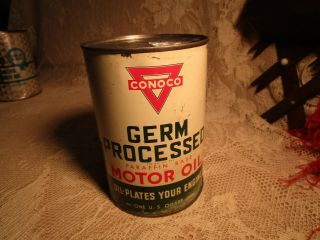 Vintage Conoco Germ Processed Motor Oil 1 Qt.  Can - Empty