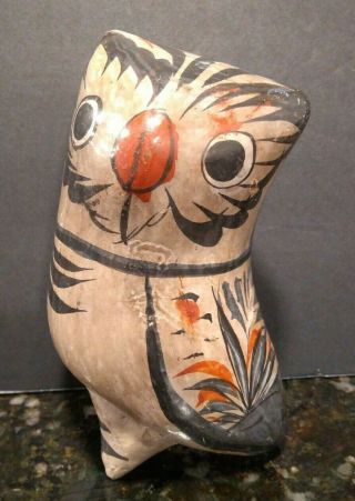 Vtg Mexican Tonala Pottery Owl Bird Folk Art Hand - Painted Sculpture Ceramic