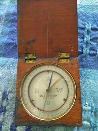 Vintage Compass W& L.  E Gurley Troy Ny Large Compass Wood Case Usa Circa 1920