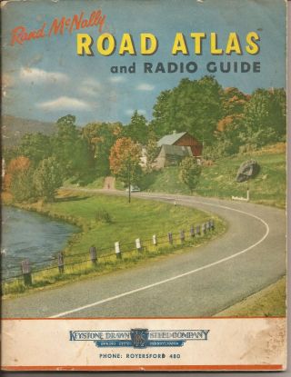 1954 Vintage Rand Mcnally Road Atlas And Radio Guide Of The Us Keystone Steel Pa