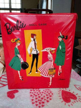 Vtg Mattel Ponytail 1961 Red Barbie Doll Case