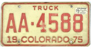 99 Cent 1975 Colorado Truck License Plate Aa - 4588