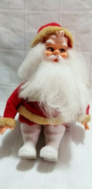Vtg Rubber Face Plush Santa Claus Xmas Toy Japan Shoes 7 " Tall Rushton? A8