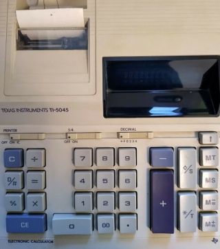 Vintage Texas Instruments Ti - 5045 Office Calculator Print Adding Machine W/cover