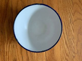 1 - 6 Vintage K.  E.  R.  Ker Sweden White Enamel Bowls With Blue Trim