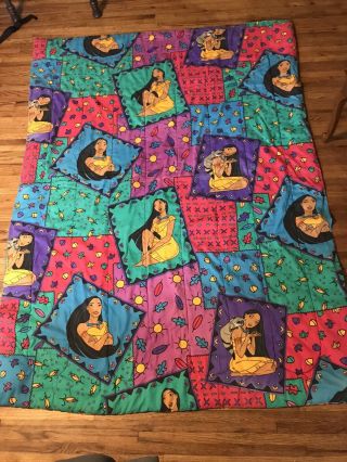 Vintage Disney Pocahontas Queen Bed Comforter Blanket 84” X 60”