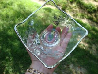 Antique Vtg Hand Blown Bohemian Art Glass Bowl Sterling Silver Overlay Glass 3
