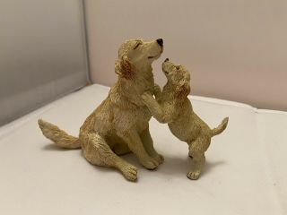 Vintage 2006 Lenox Golden Retriever Dog & Puppy Figurine " Golden Kisses "
