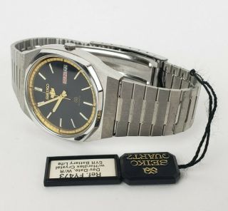 Vintage Mens Seiko Quartz Stainless Watch W/ Rare Lion Crest - 3