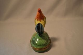 Vintage Limoges French Figural Trinket Box - Rooster Standing - Colorful 3
