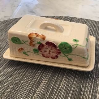 Vintage Hand Painted Pansies Butter Dish Japan