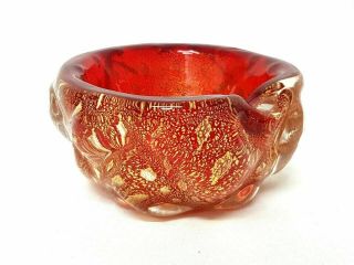 VINTAGE MURANO ARCHIMEDE SEGUSO RED GOLD FLAKE 4 