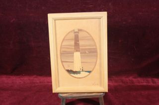VINTAGE HUDSON RIVER INLAY SIGNED NELSON WOOD INLAY ART PICTURE BARNEGAT 102 2