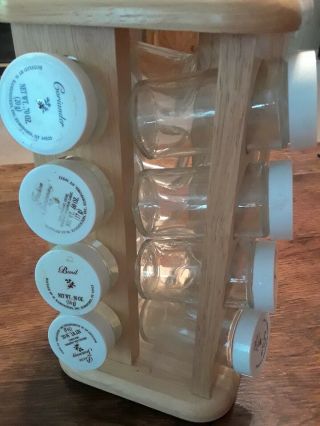 Wooden 16 jar Lazy - Susan Spice Rack with bottles perfect/vintage or K cup holder 2