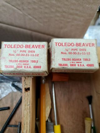 Vintage Nos Toledo Beaver Pipe Threading Dies Ohio 1/2,  3/4 Old