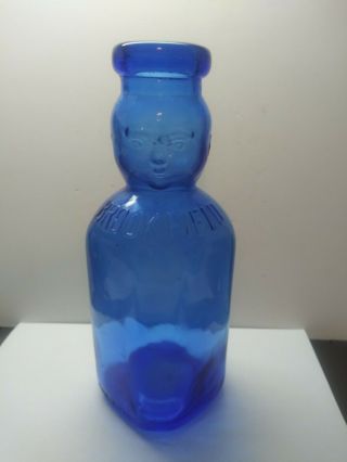 Vintage Brookfield Milk Double Baby Face Top Cobalt Blue Quart Milk Bottle 9 ¼”