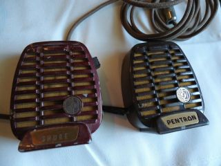 Two Vintage Art Deco Era Shure Crystal Microphones For Tape Or Wire Recorders