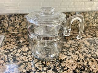 Vtg.  Pyrex Flameware Clear Glass Percolator Coffee Pot 9 Cup (7759) Complete