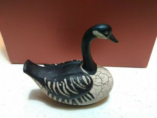 32 Vtg Teresa Kogut 2011 Resin Sculptured Black Beige Wild Goose Figurine Euc