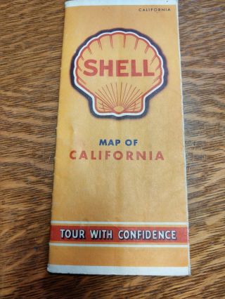 Vintage " Shell " Road Map Of California