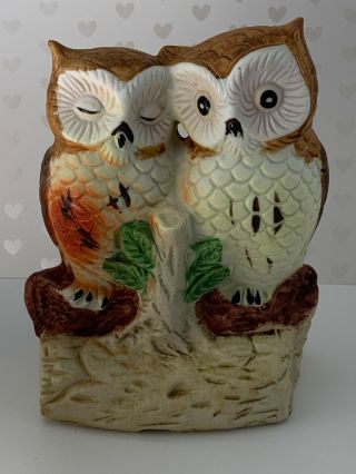 Vintage Mid Century Owl Night Light Accent Table Lamp Owls On Branch