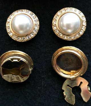 Vintage Pearl & Rhinestone Button Covers - Set Of 4 Perfect
