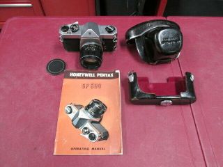 Vintage Honeywell Pentax Sp 500 Slr 35mm Camera W/takumar 1:2 Lens & Pentax Case