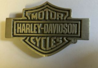 Vintage Official Harley Davidson Logo Motorcycle Tie Clip Black / Silver NOS 2