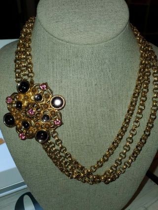 Vintage Jose Maria Barrera 3 Chain Necklace For Avon 18 In