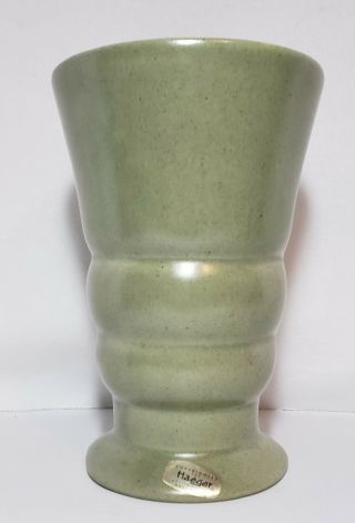 Haeger Pottery Usa Vintage Mid - Century Speckled Sage Green Vase 8 - 1/4 "