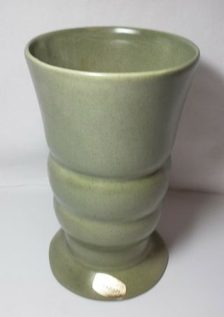 Haeger Pottery USA Vintage Mid - Century Speckled Sage Green Vase 8 - 1/4 