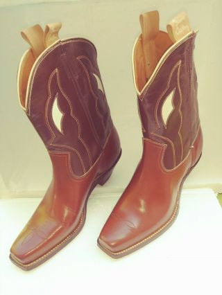Vtg Gene Autry Sz40 Leather Western Boots Vg Signed Sole & Pullups