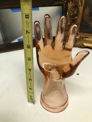 Vintage Pink Glass Hand Jewelry Ring Display Holder 2