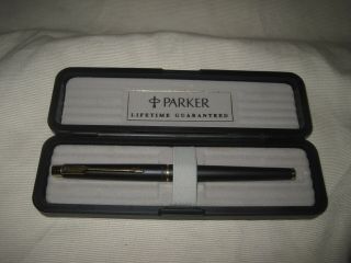 Parker Classic Matte Black Fountain Pen Medium Nib Vintage Usa