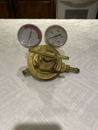 Vintage Large " Victor Usa - Sr 410 A Brass Pressure Regulator Usg Gauges