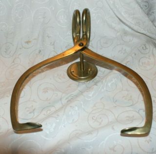 Vintage Large Brass Ice Tong Paper Towel Holder Wall Mount