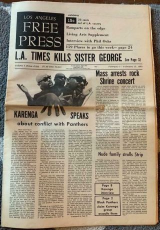 Los Angeles Press February 1969 Newspaper Vintage Underground Hippie La