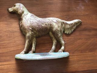 Vintage Cast Iron Pointed Tail Retriever Dog Doorstop Art Statue Figurine 11”