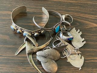 Five Vintage Ss925 Earrings/bracelets 96.  0 Grams (usable Or Scrap)