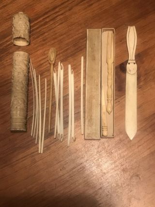 Vintage Ivory Weaving Tools