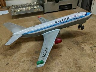 Vintage Tn Toy Battery Operated Made In Japan Boeing United 737 Jet Plane