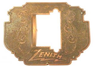 Vintage Zenith 11e Radio Part - Brass Station Faceplate W/ Orig Micro Screws