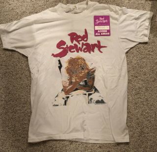 Vintage 1989 Rod Stewart Out Of Order Tour T - Shirt,  Stage Hand Backstage Pass