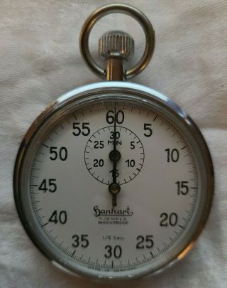 Hanhart 7 Jewels 1/5 Mechanical Vintage Wind Up Stopwatch Made In Germany